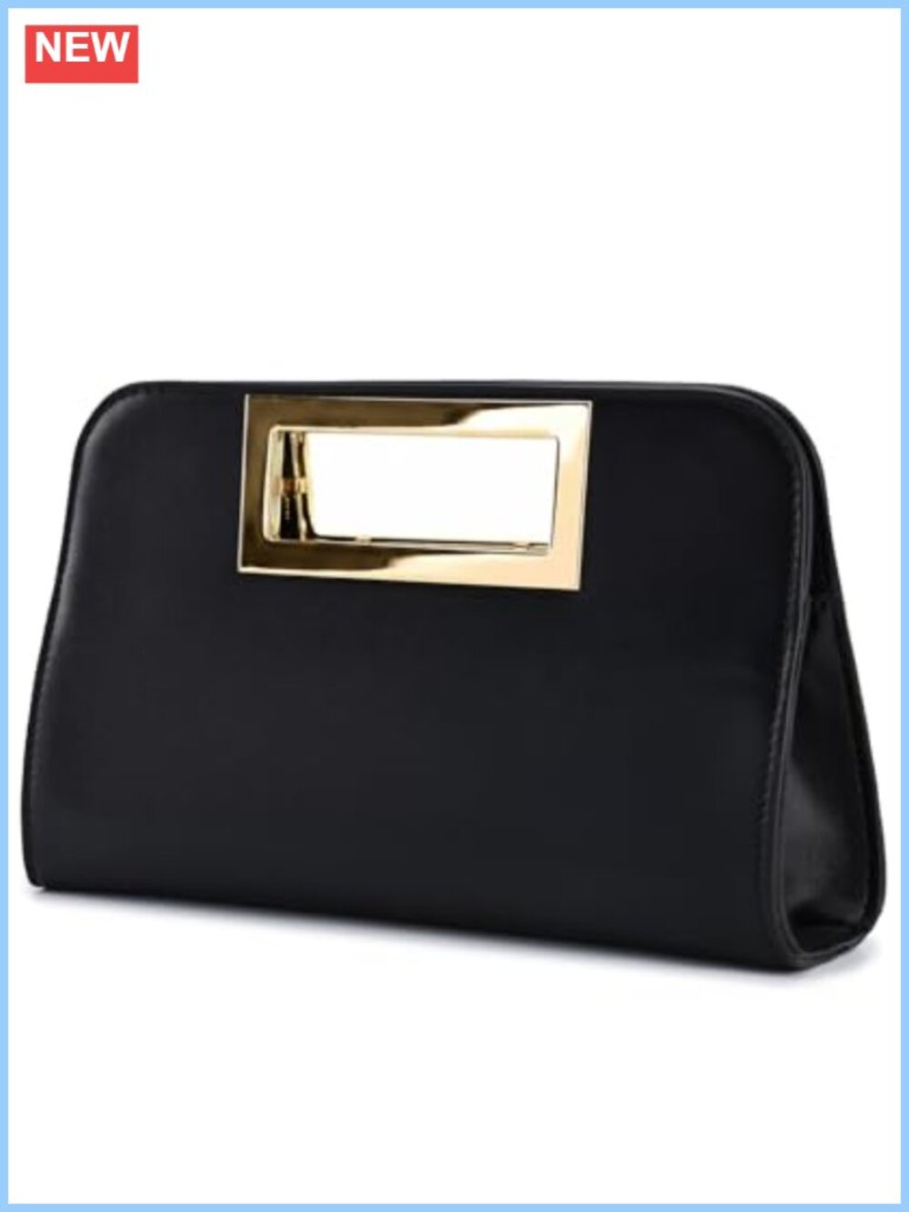 Vegan Leather Clutch Purse with Cut-Out Handle, Evening Crossbody Bag for